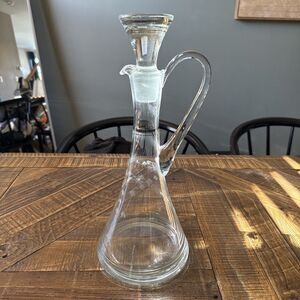 Vintage Floral Etched Decanter with Original Stopper